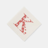 Serviette En Papier LETTRE Motif Fleur K(rouge) (Coin)