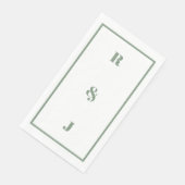 Serviette En Papier LETTRE MOYENNE VERTE Sage Initiales Mariage tendan (Coin)