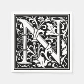 Serviette En Papier Lettre N Monogramme médiéval Art Nouveau (Devant)