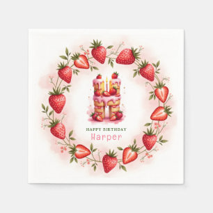Serviette En Papier Lettre Napkin H Cake fraise Anniversaire Papier