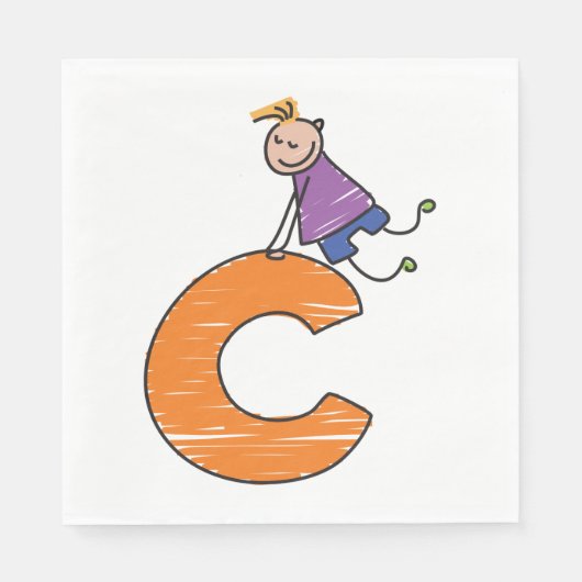 SERVIETTE EN PAPIER LETTRE ORANE C (Devant)