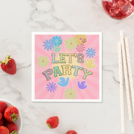 Serviette En Papier Lettre Patch Anniversaire Parti Rétro Preppy Hippi (En situation)