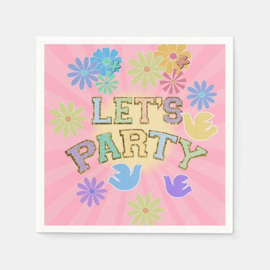 Serviette En Papier Lettre Patch Anniversaire Parti Rétro Preppy Hippi (Devant)