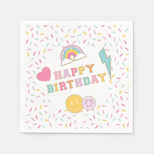 Serviette En Papier Lettre preppy Patch Plaques papier d'anniversaire (Devant)