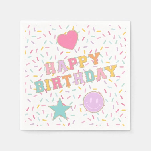 Serviette En Papier Lettre preppy Patch Plaques papier d'anniversaire (Devant)