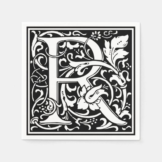 Serviette En Papier Lettre R Monogramme médiéval Art Nouveau (Devant)