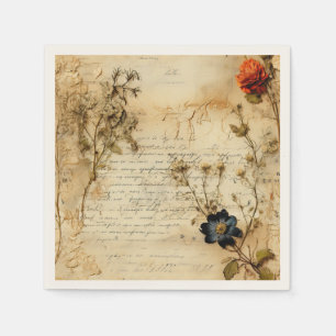 Serviette En Papier Lettre romantique du Vieux Monde sur parchemin