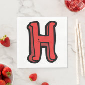 Serviette En Papier Lettre rouge gras H Fun Alphabet (En situation)