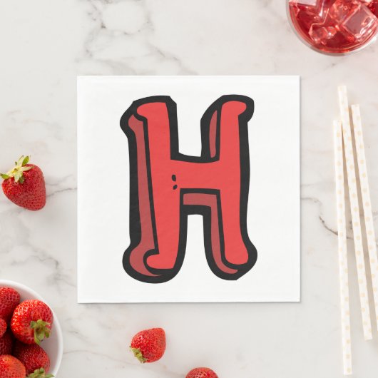 Serviette En Papier Lettre rouge gras H Fun Alphabet (En situation)