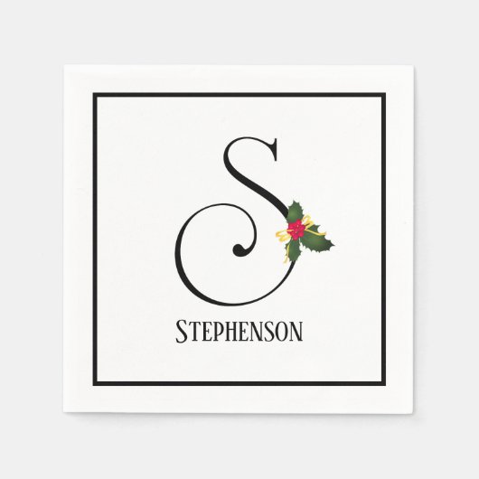 Serviette En Papier Lettre S Papier Monogramme Élégante (Devant)