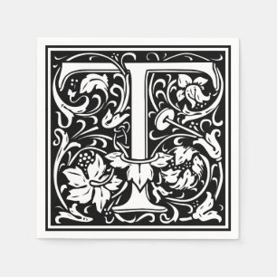 Serviette En Papier Lettre T Monogramme Art Nouveau Médiéval