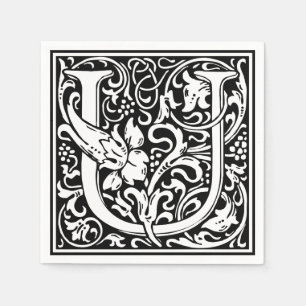 Serviette En Papier Lettre U Monogramme médiéval Art Nouveau