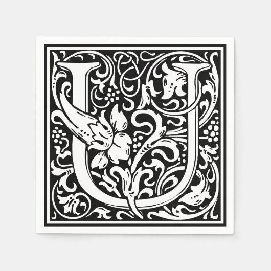 Serviette En Papier Lettre U Monogramme médiéval Art Nouveau (Devant)