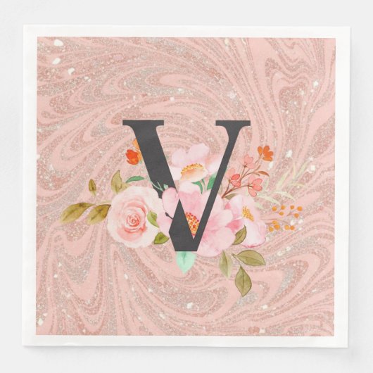 Serviette En Papier Lettre V (Devant)