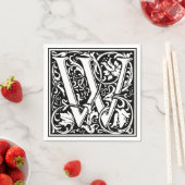 Serviette En Papier Lettre W Monogramme médiéval Art Nouveau (En situation)