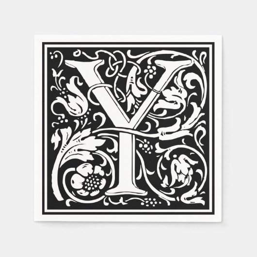 Serviette En Papier Lettre Y Monogramme médiéval Art Nouveau (Devant)