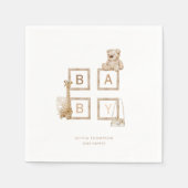 Serviette En Papier Lettres Boho Neutral Bois Block (Devant)