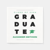 Serviette En Papier Lettres de diplômes Gras Vert et Casquette (Devant)