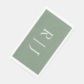 Serviette En Papier Lettres Initiales Monogramme Vert Sauge Mariage (Coin)