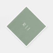 Serviette En Papier Lettres Monogramme vert Sage Mariage Fiançailles (Coin)