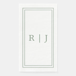 Serviette En Papier Lettres Monogrammes Première Sage Vert Simple Mari