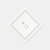 Serviette En Papier Lettres Monogrammes Première Sage Vert Simple Mari (Coin)