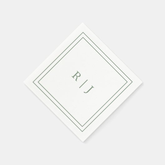 Serviette En Papier Lettres Monogrammes Première Sage Vert Simple Mari (Coin)