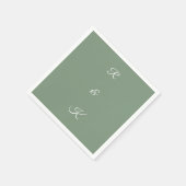 Serviette En Papier Lettres Monogrammes Vert Sage Blanc Mariage Élégan (Coin)