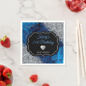 Serviette En Papier Lettres Sirène Bleue Parties scintillant Argent An (En situation)