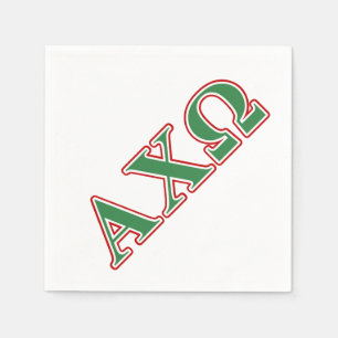 Serviette En Papier Lettres vert et rouge Alphi Chi Omega