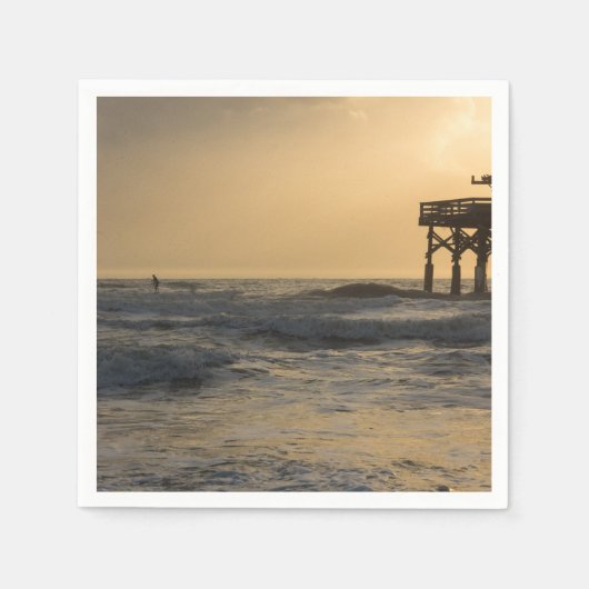 Serviette En Papier Lever du soleil et planche à voile (Devant)