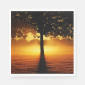Serviette En Papier Lever du soleil, silhouette des arbres, (Devant)