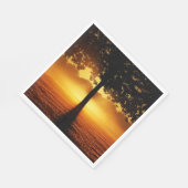 Serviette En Papier Lever du soleil, silhouette des arbres, (Coin)