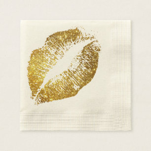 Serviette En Papier Lèvres #5 de parties scintillantes d'or
