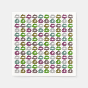 Serviette En Papier Lèvres Colorées Élégantes #2