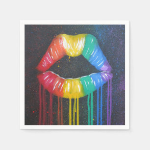 Serviette En Papier Lèvres d'arc-en-ciel