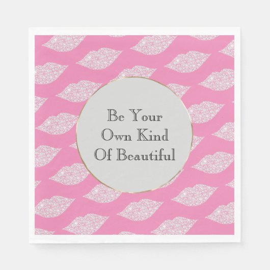 Serviette En Papier Lèvres diamant rose blanc (Devant)