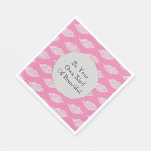 Serviette En Papier Lèvres diamant rose blanc (Coin)