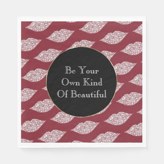 Serviette En Papier Lèvres Diamond Blanc Rouge (Devant)