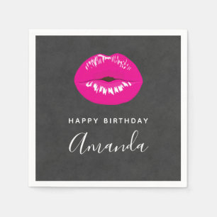 Serviette En Papier Lèvres roses chaudes Illustration glamour Annivers