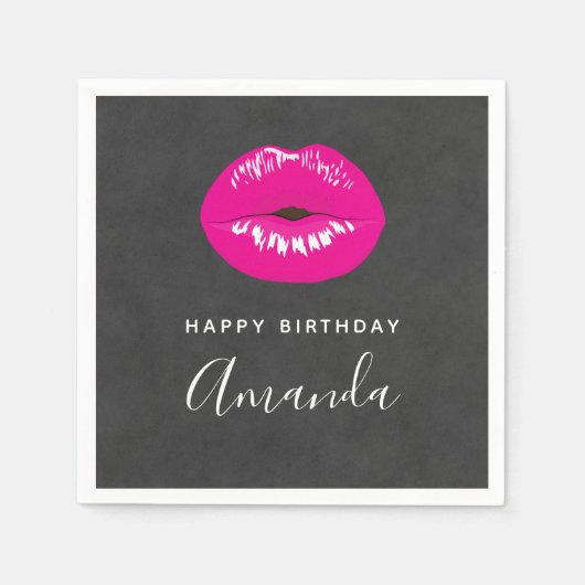 Serviette En Papier Lèvres roses chaudes Illustration glamour Annivers (Devant)