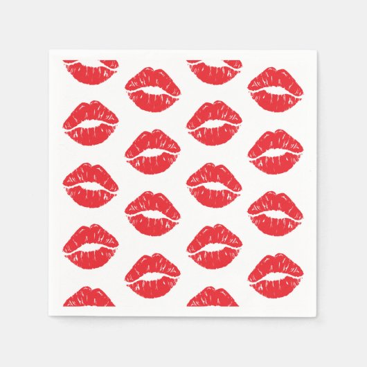 Serviette En Papier Lèvres Rouges, Rouge À Lèvres, Baiser, Motif Des L (Devant)