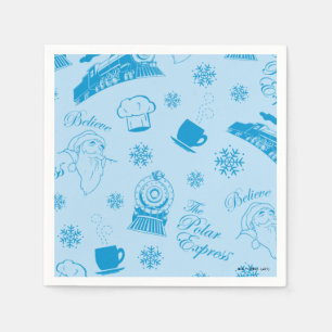 Serviette En Papier L'Express polaire   Motif d'icône de vacances bleu