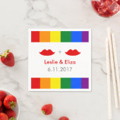 Serviette En Papier LGBT Lesbian Lips Mariage arc-en-ciel (En situation)