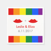 Serviette En Papier LGBT Lesbian Lips Mariage arc-en-ciel (Devant)