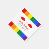 Serviette En Papier LGBT Lesbian Lips Mariage arc-en-ciel (Coin)