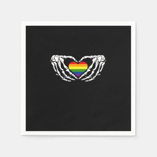 Serviette En Papier Lgbt Pride Squelette Halloween Goth Heart Classic (Devant)