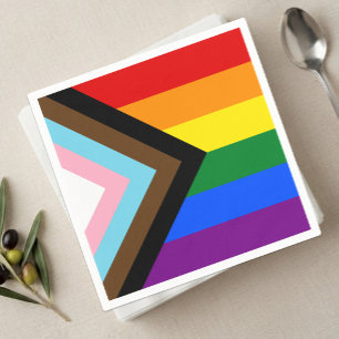 Serviette En Papier LGBTQ & Fierté - Drapeau arc-en-ciel de progrès