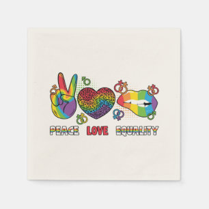 Serviette En Papier LGBTQ - Paix, Amour, Égalité - Couleurs Arc-en-cie
