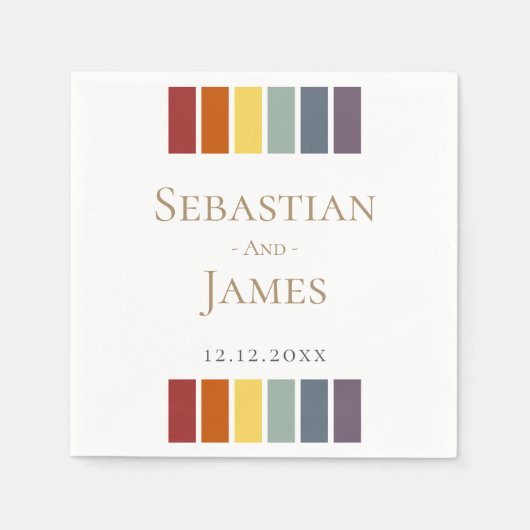 Serviette En Papier LGBTQ Rainbow Gay Mariage élégant (Devant)